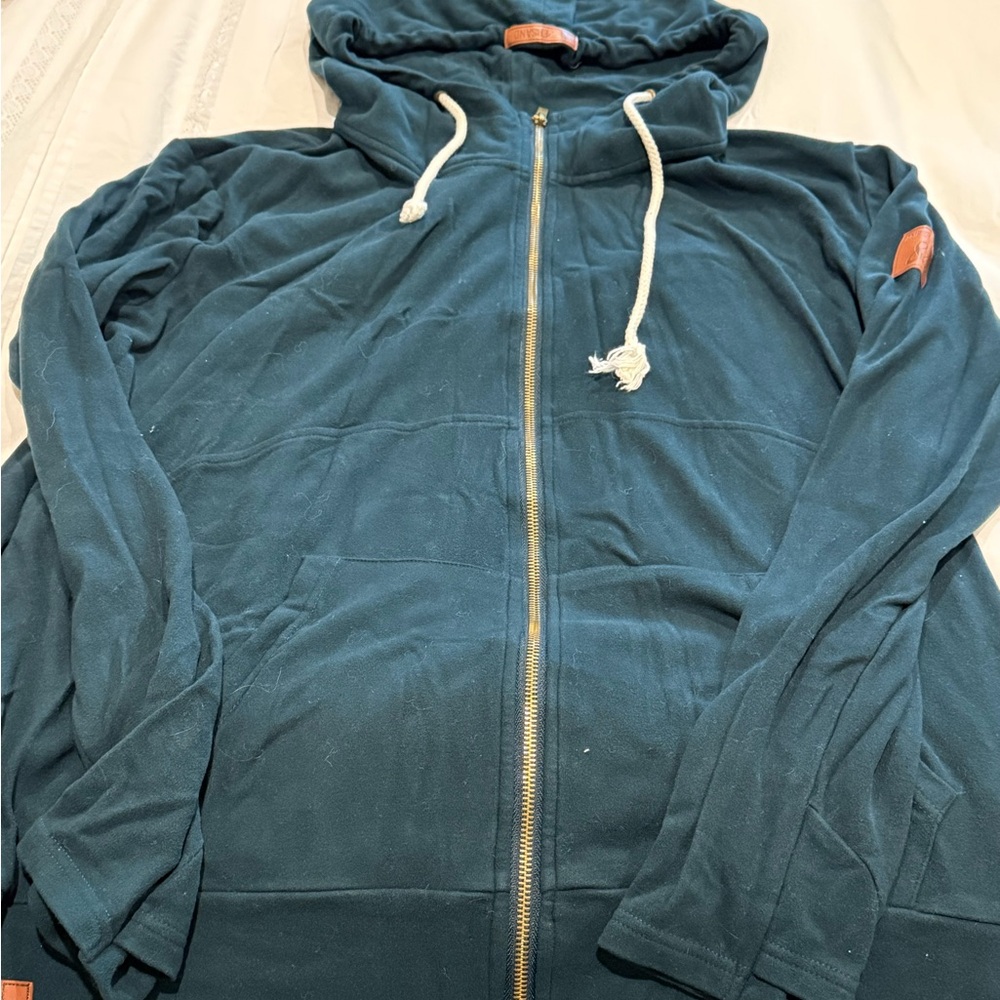 AMPERSAND AVE Teal Zip-Up Hoodie